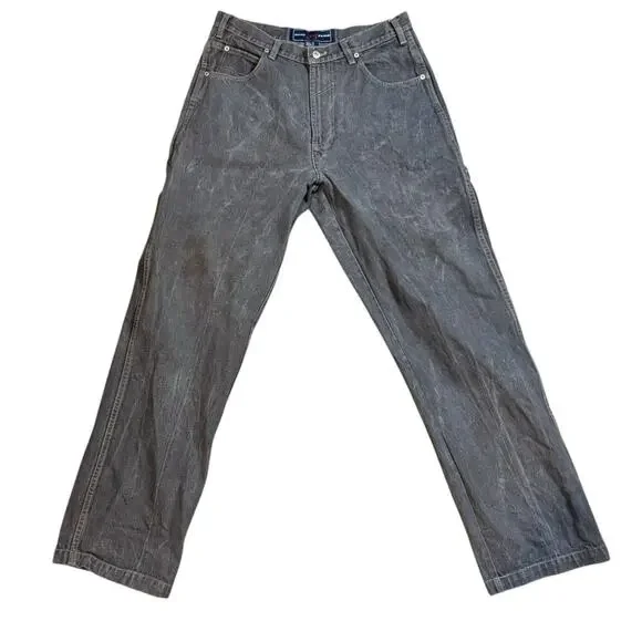 VTG Phat Farm Jeans Mens Phat Farmers Stone Washed Charcoal Tan Stitch 32/34
